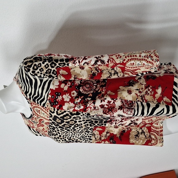 Multiples Multicolor Paisley Floral Animal Print Mobwife Bohemian Blouse Size S - Picture 4 of 11